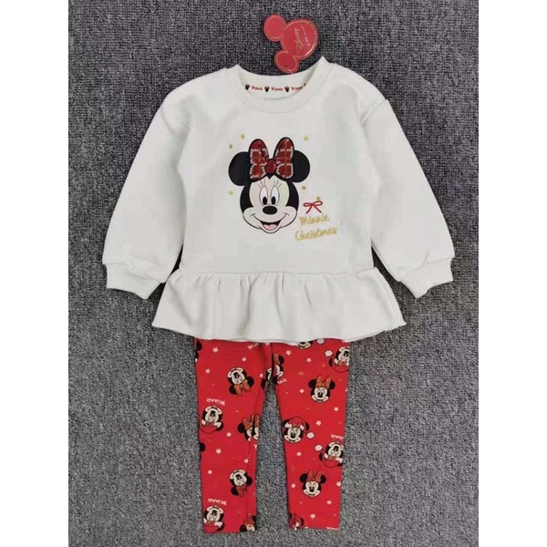 Bộ nỉ bông bé gái Primark Minnie trắng đỏ 0-3Y