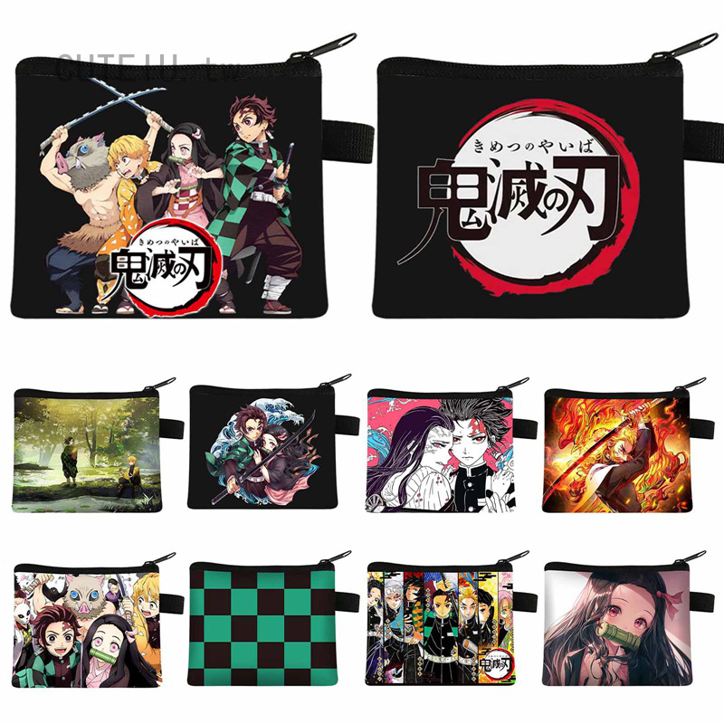 Ví Đựng Tiền Xu/Chìa Khóa/Thẻ Bằng Polyester In Hình Nhân Vật Anime Demon Slayer Cho Bé