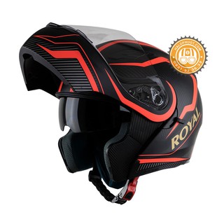 Nón bảo hiểm Lật hàm 2 kính Royal M179 tem V4 Cam (Tặng balo rút)