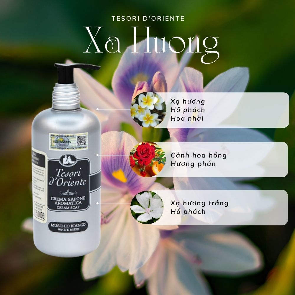 Sữa tắm nước hoa Ý Tesori d'Oriente chính hãng 300ml hương thơm lưu giữ cả ngày (kèm vòi)