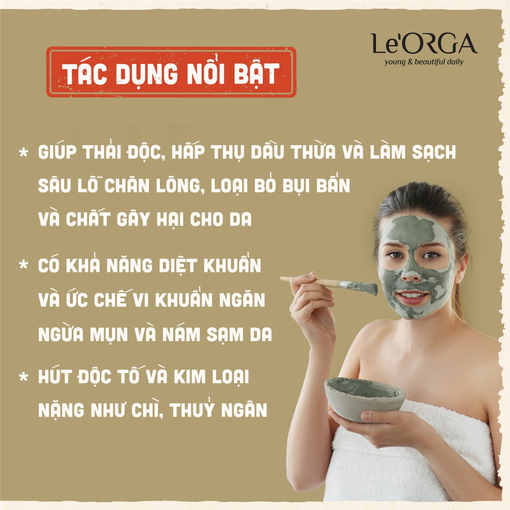 Mặt Nạ Đất Sét Le'Orga - Clay24s Mặt nạ Thải Độc Cho Da Mụn Da Dầu Da Hỗn Hợp Làm Sạch Bụi Bẩn, Dưỡng Ẩm, Chống Lão Hóa | BigBuy360 - bigbuy360.vn