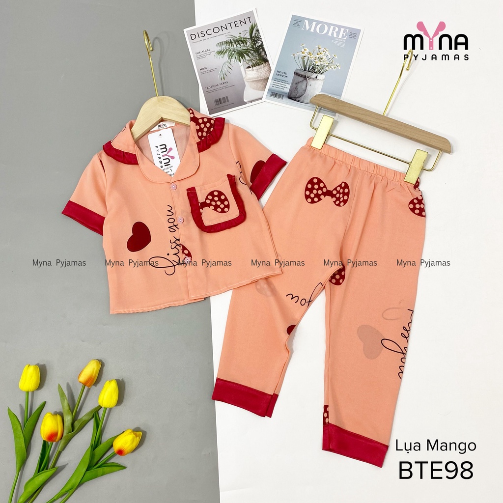 Quần áo trẻ em, pyjamas cộc tay quần dài cổ bèo xinh xắn, từ 12-42kg