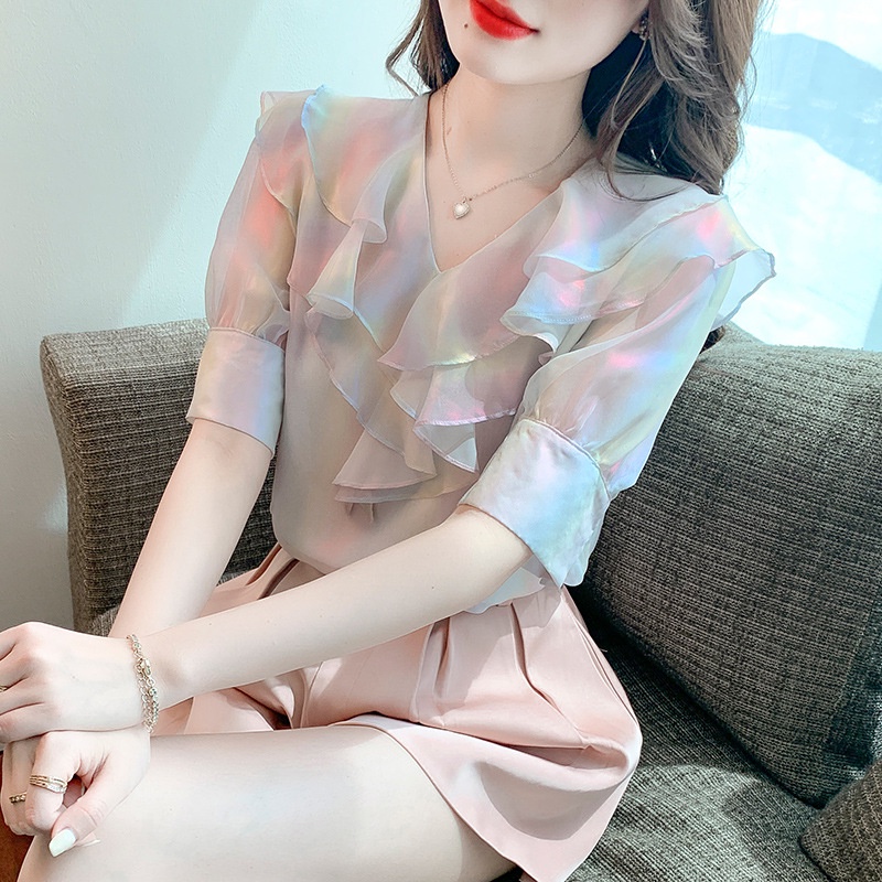 GT9342 Áo chiffon nữ hè tay ngắn hàng nhập