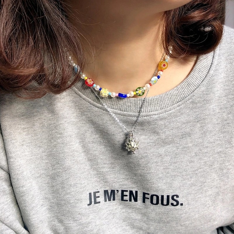 Vòng cổ Mặt Hoa Sen Đá Phát Sáng Thanh Lịch Cho Nữ
