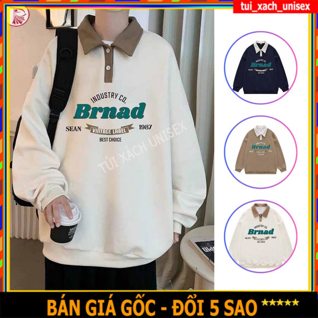 Áo Thun Nỉ Nam Nữ Unisex Dài Tay, Áo Sweater POLO Cổ Tròn Form Rộng 45kg-70kg Thời Trang Thu Đông Nhiều Màu Đen Xanh Xám