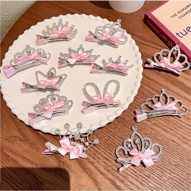 Kẹp Tóc Hình Vương Miện Công Chúa Ba Chiều Màu Hồng Ngọt Ngào Dễ Thương Thời Trang Hàn Quốc Tùy Chọn Cho Bé Gái