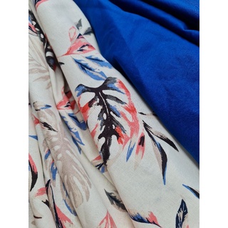 Vải linen bột Hoa và Xanh Cobalt