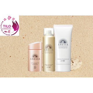 Combo kem Chống nắng ANESSA (Whitening UV Sunscreen Gel SPF 50+ PA++++, Spray SPF 50+ PA++++, Mild Milk SPF 35 PA+++)