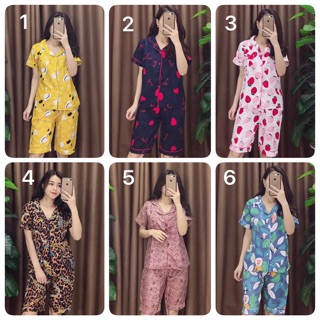 [Xả hàng] Bộ pijama thô thái ÁO CỘC - QUẦN NGỐ