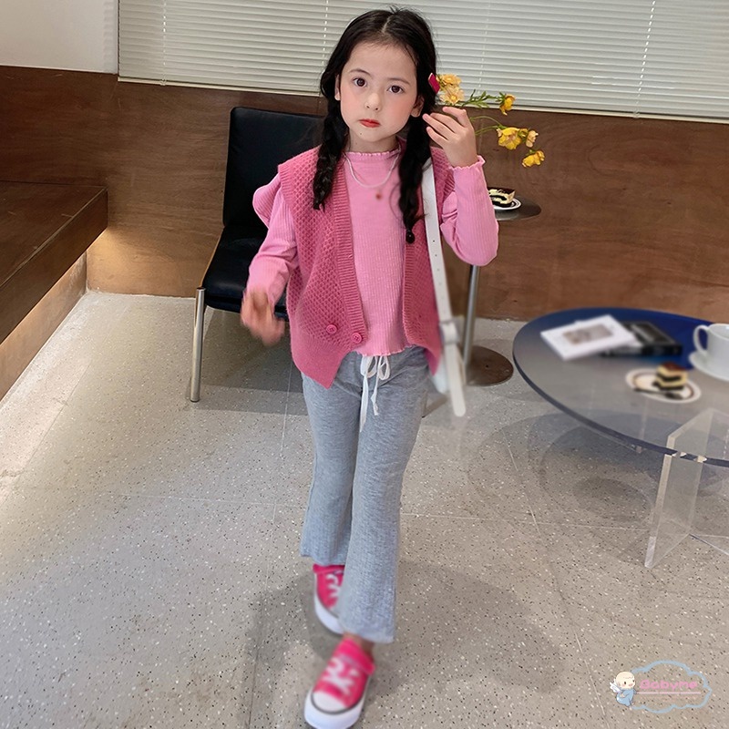 Quần Dài Ống Loe Lưng Thun Màu Trơn Thời Trang Hàn Quốc Cho Bé Gái