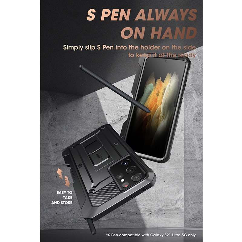 Supcase Ub Pro Ốp điện thoại có giá đỡ và ngăn đựng bút S cho Samsung Galaxy S21 Ultra 5G ra mắt 2021