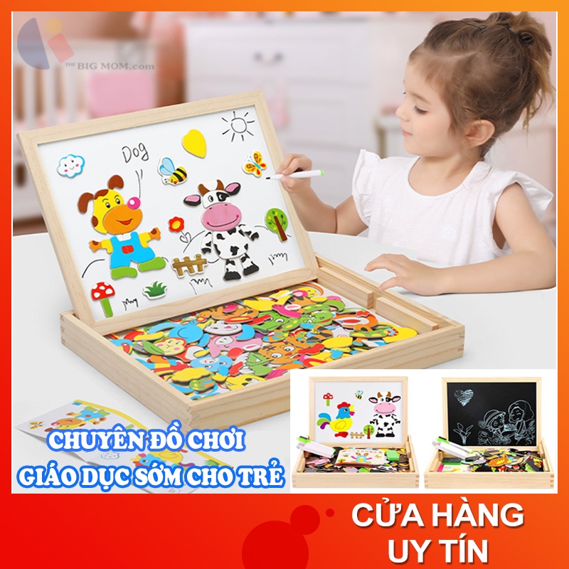 Bộ Ghép Hình Bằng Gỗ Nam Châm Cho Bé - Đồ Chơi Phát Triển Trí Tuệ - Chất Liệu An Toàn