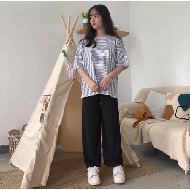 [Mã FAMARAL1 giảm 10K đơn 50K] Quần ống suông culottes cài nút đen (Hàng có sẵn).