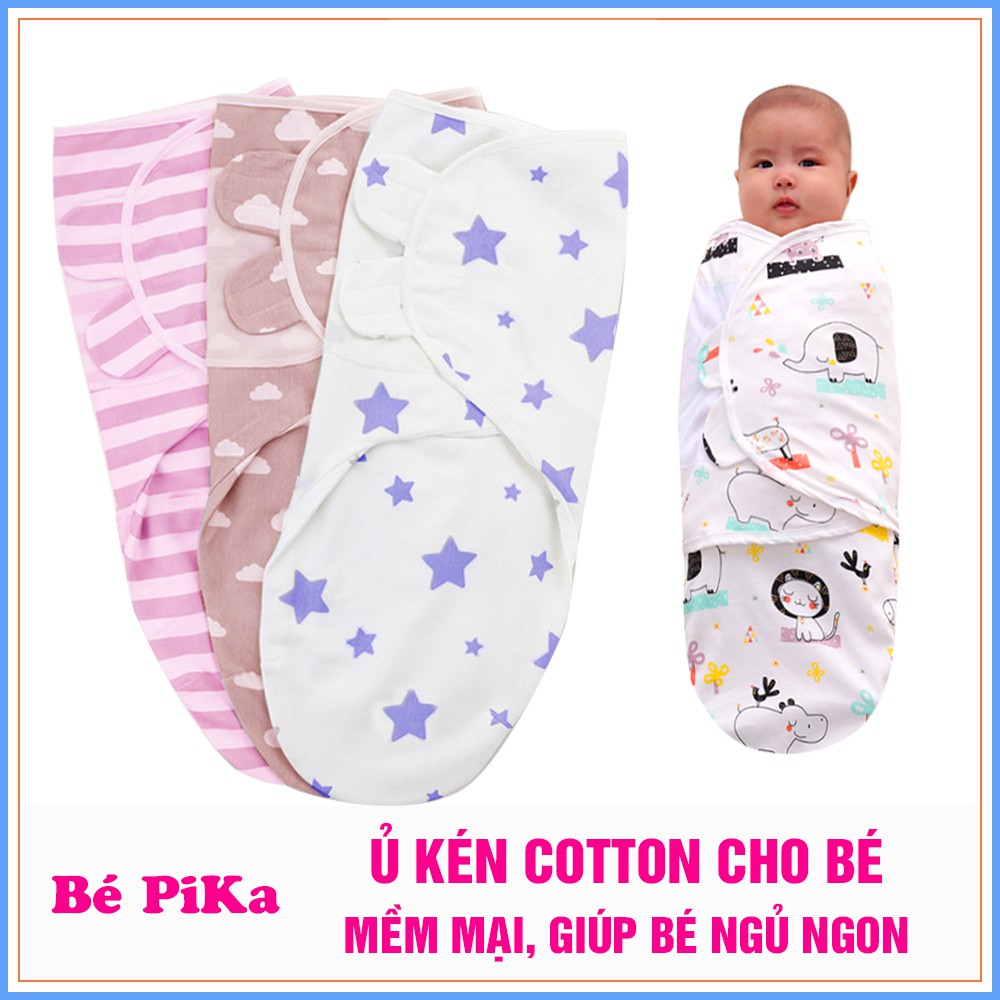  Ủ kén cotton in hình dễ thương cho bé trai bé gái- Tặng yếm tam giác