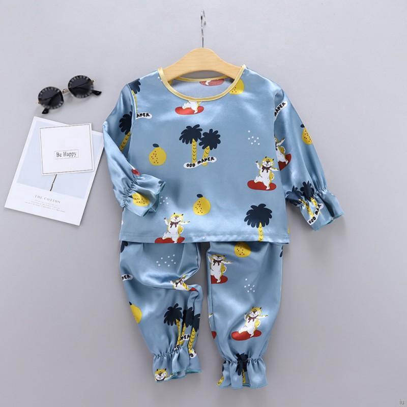 Bộ Đồ Ngủ Pijama Dài Tay In Họa Tiết Hoạt Hình Cho Bé