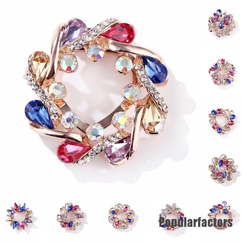 Ghim cài áo hình vòng hoa đính đá nhân tạo thời trang