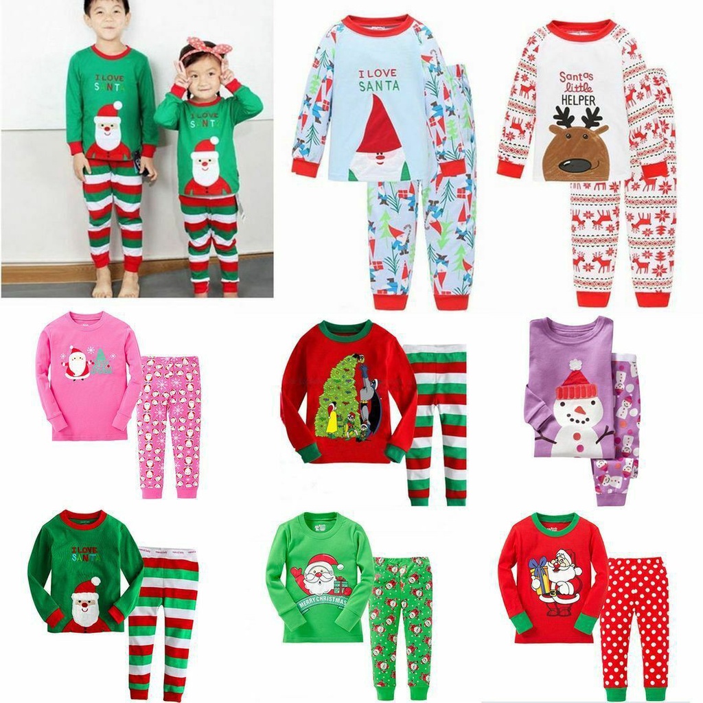 Bộ Đồ Ngủ Pijama Giáng Sinh Mềm Mại 90-130cm Cho Bé