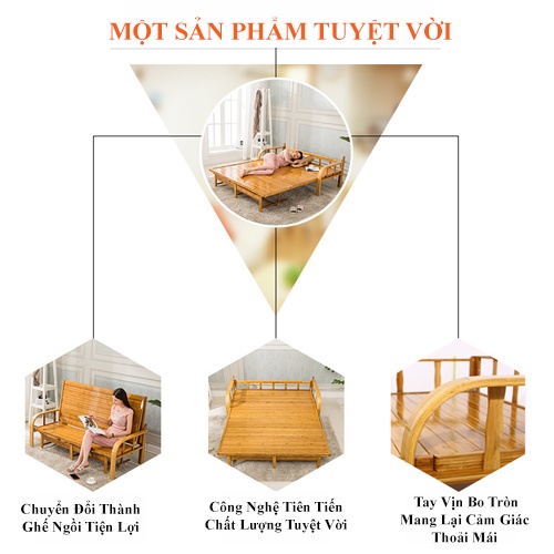 Giường Tre Tích Hợp SOFA Thông Minh Đa Năng, Chất Liệu Tre Tự Nhiên, Siêu Phẩm Cho Mùa Hè