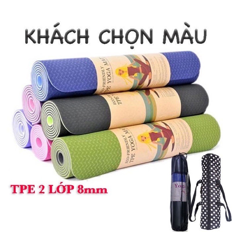 Thảm tập YOGA chống trượt, Thảm tập GYM tại nhà tập thể dục, chất liệu cao su non TPE 2 lớp chống trơn trượt tuyệt đối