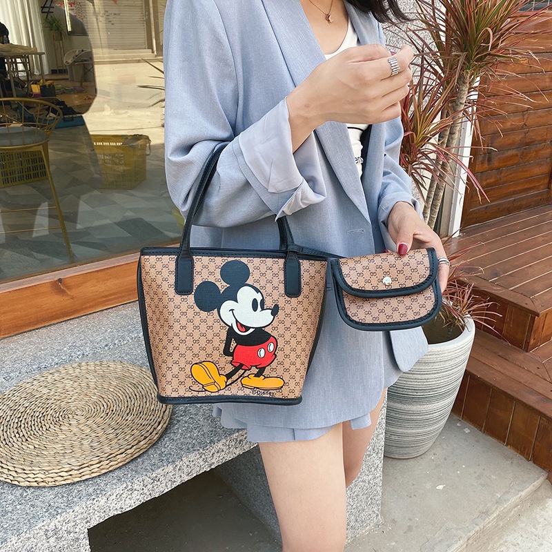 Túi xách tay Chuwanglin bằng da in họa tiết hoạt hình dành cho nữ