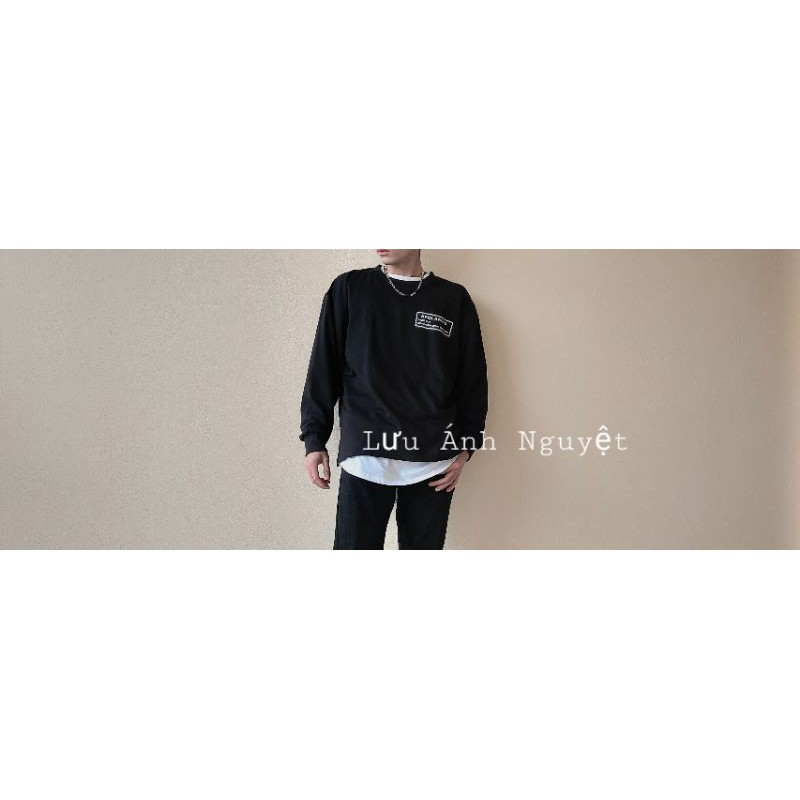 [ẢNH THẬT - HÀNG SẴN] Áo Sweater Apolaroid đen xẻ tà