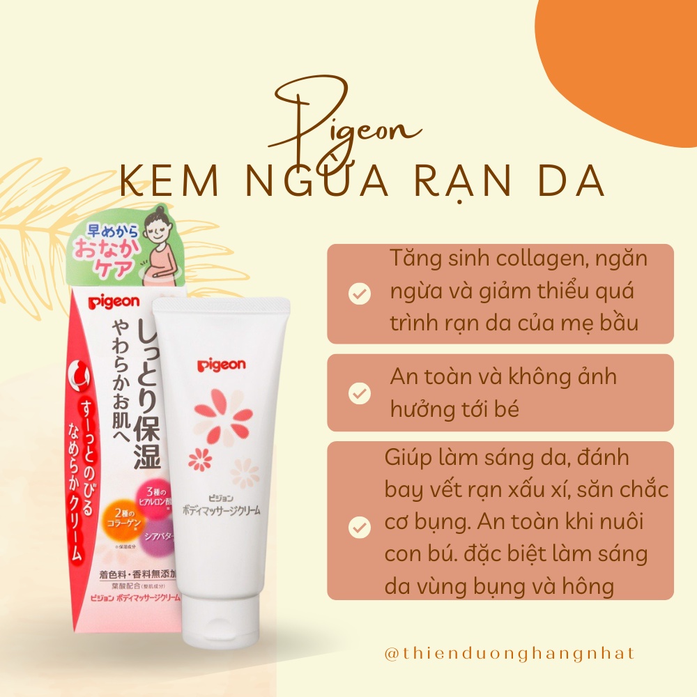 Kem bôi ngừa rạn da cho bà bầu, kem chống rạn da bụng sau sinh Pigeon Nhật Bản 110g