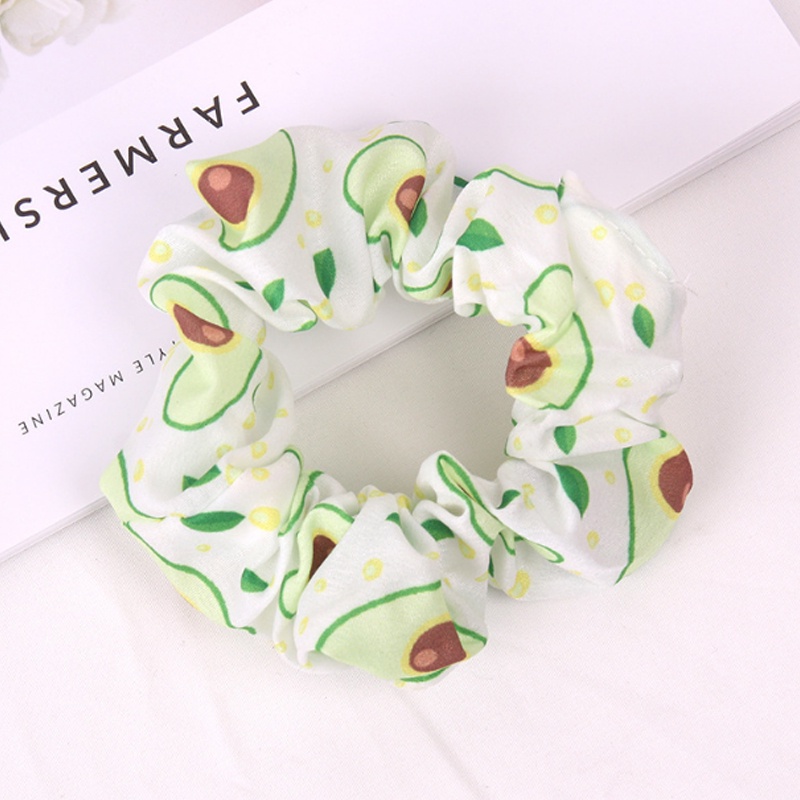 Cột tóc vải Scrunchies, dây buộc tóc nữ Hàn Quốc họa tiết trái dâu, trái dứa, trái cây