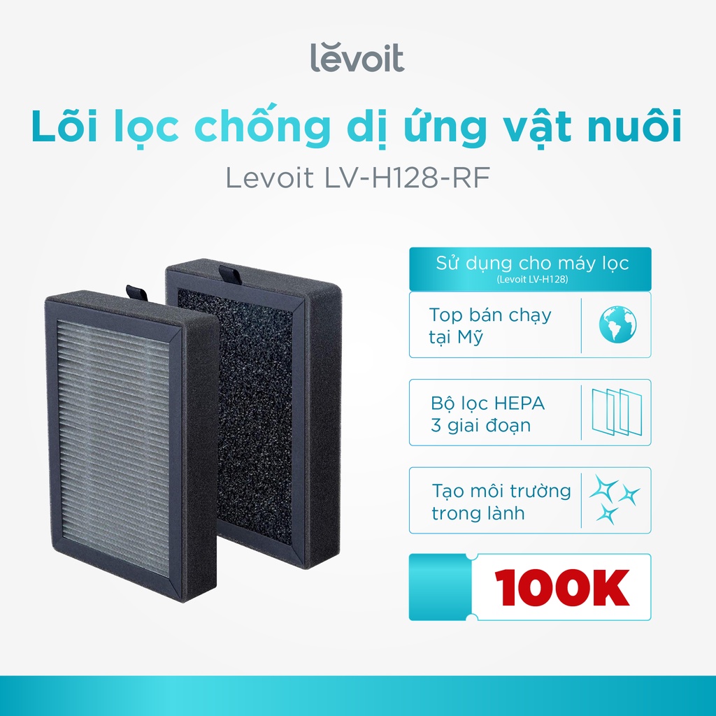 Lõi lọc diệt khuẩn cho máy lọc không khí Levoit LV-H128-RF - Chính hãng - Bộ lọc HEPA- Gồm 3 lớp lọc