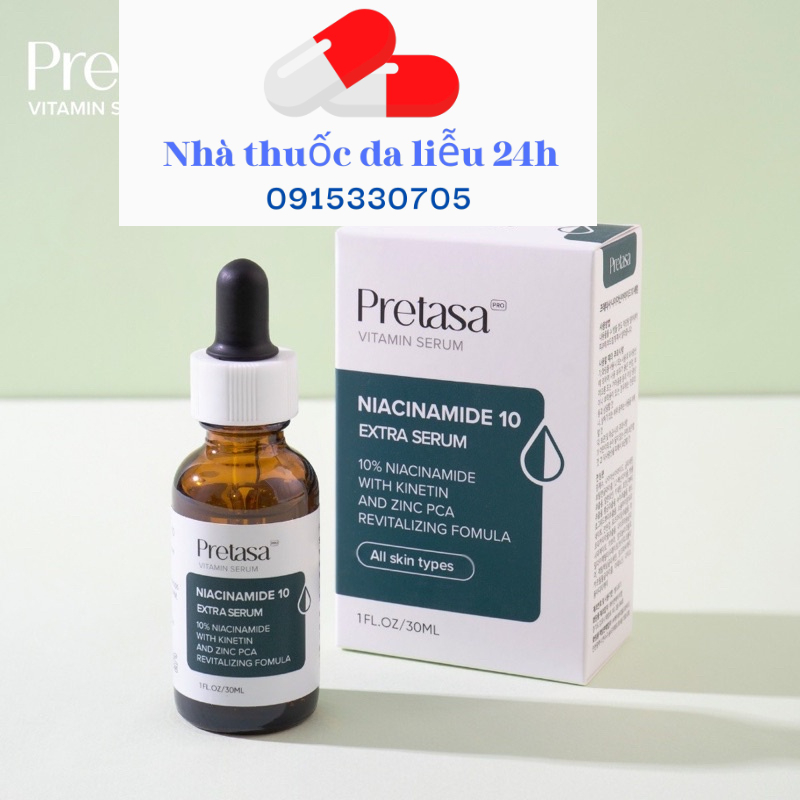 Serum Niacinamide 10% Extra Pretasa B3 làm sáng da đều màu da mờ thâm