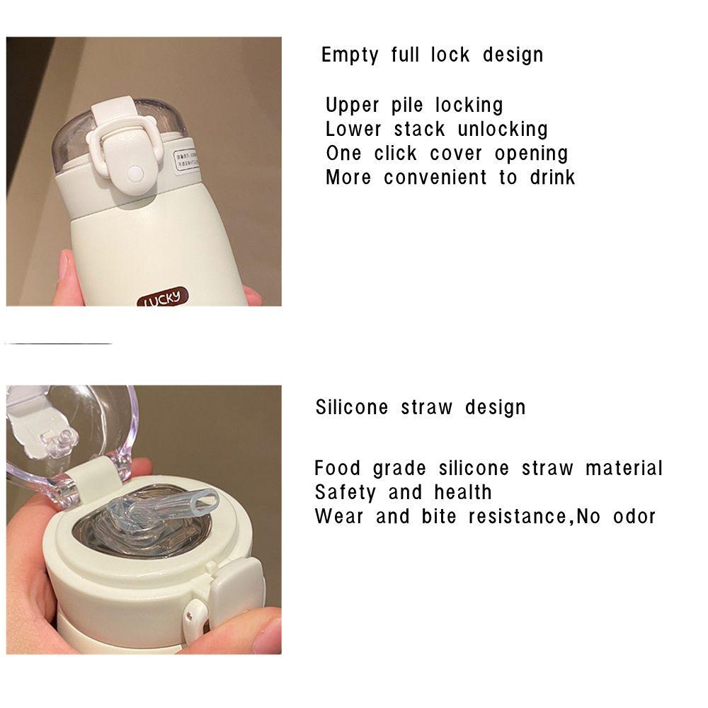 PISTA Bình Nước Giữ Nhiệt Dung Tích Lớn 500ml Có Ống Hút Họa Tiết Dễ Thương