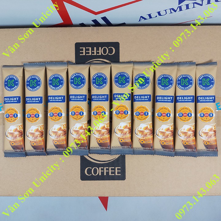 1 thùng cà phê sữa K Coffee Delight Phúc Sinh 45 dây (450 gói dài nhỏ * 17g)