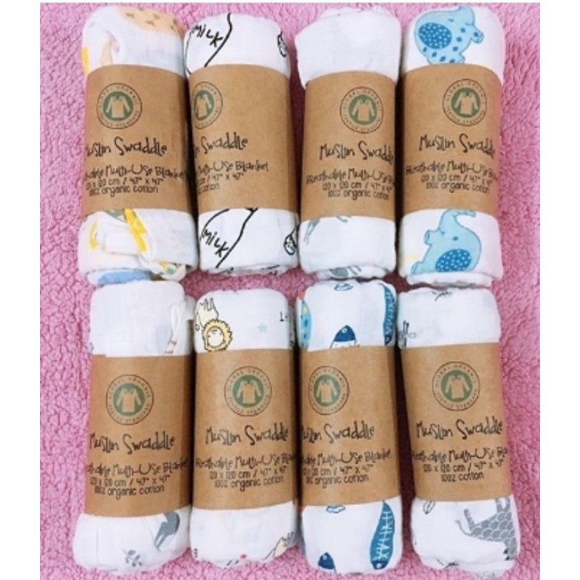 120x120cm - Khăn xô tắm , quấn bé sợi cotton Muslin Swaddle - Organic