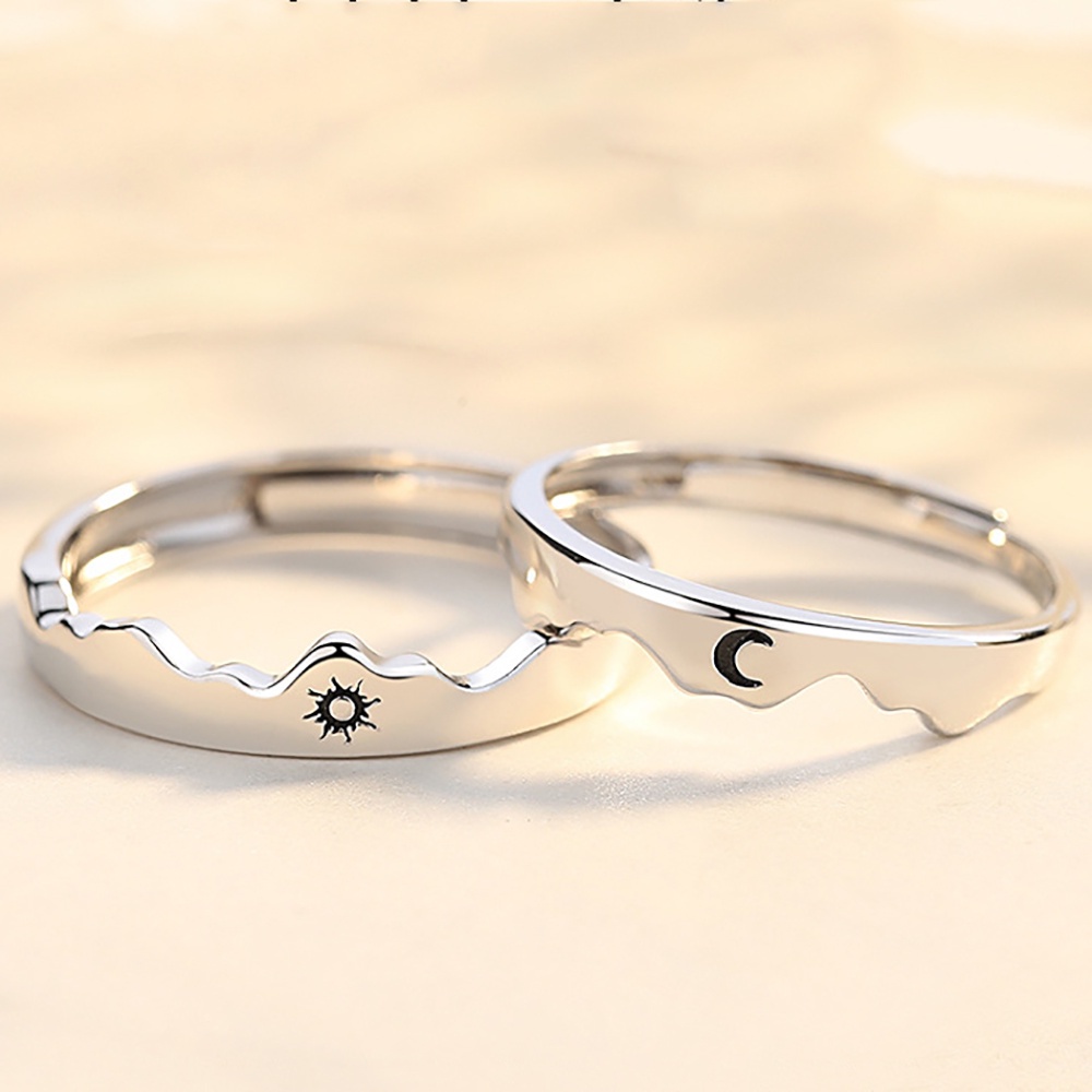 Aaron1 Nhẫn Đồng Hình Mặt Trăng / Mặt Trời Thời Trang Cho Cặp Đôi