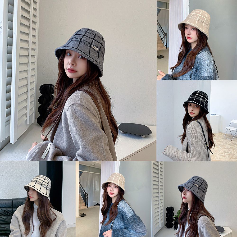 Nón bucket dệt kim giả len phong cách cổ điển đơn giản thời trang thu đông mới cho nữ