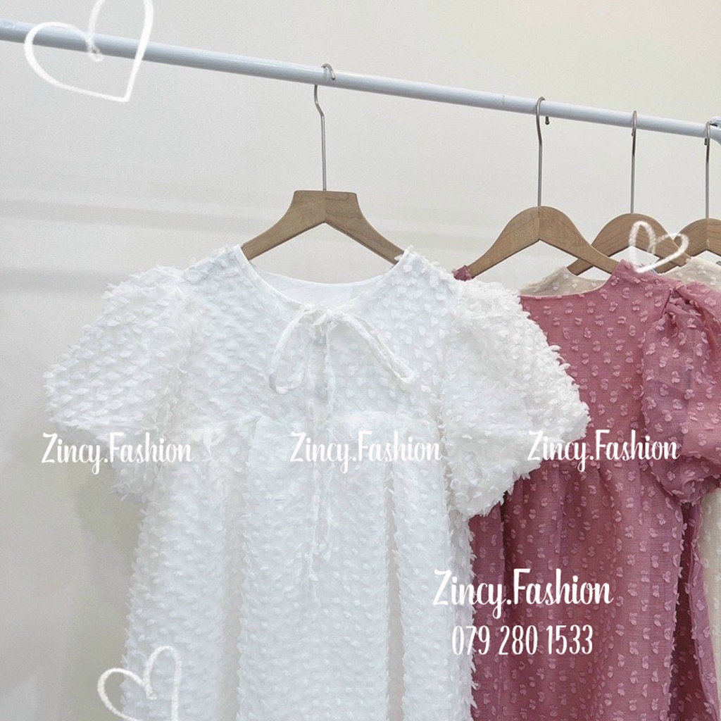 Đầm babydoll tay phồng voan xù có lót váy tiểu thư dáng xoè dễ thương Kèm hình thật
