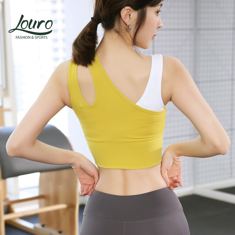 Áo bra tập gym nữ croptop Louro, kiểu áo tập phối màu hợp tập thể thao, zumba, yoga, gym, vải co giãn - LA15