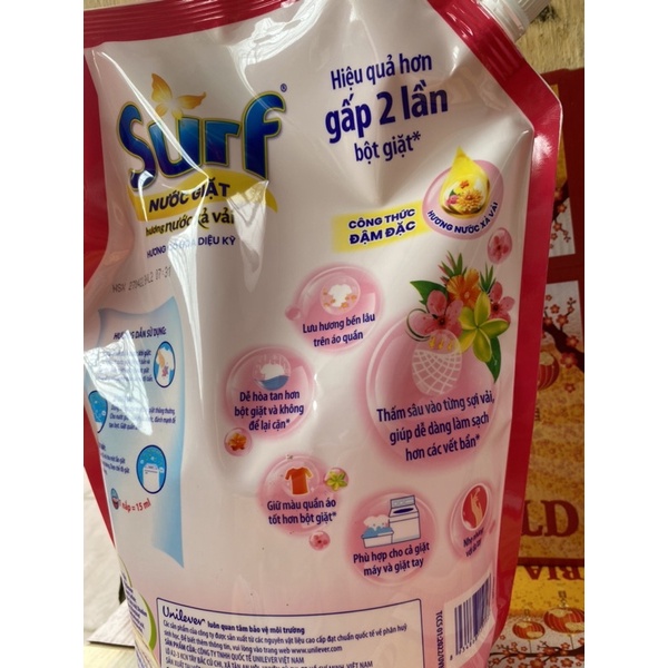 Túi Nước Giặt Surf Hương hoa cỏ diệu kỳ 2.9kg
