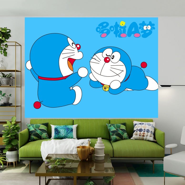 Phim hoạt hình Doraemon Jingle Cat Nền Vải Giường ngủ tập thể Trang trí Tường Phòng ngủ Treo Vải Tường Vải Những gì bạn thấy là những gì bạn nhận được