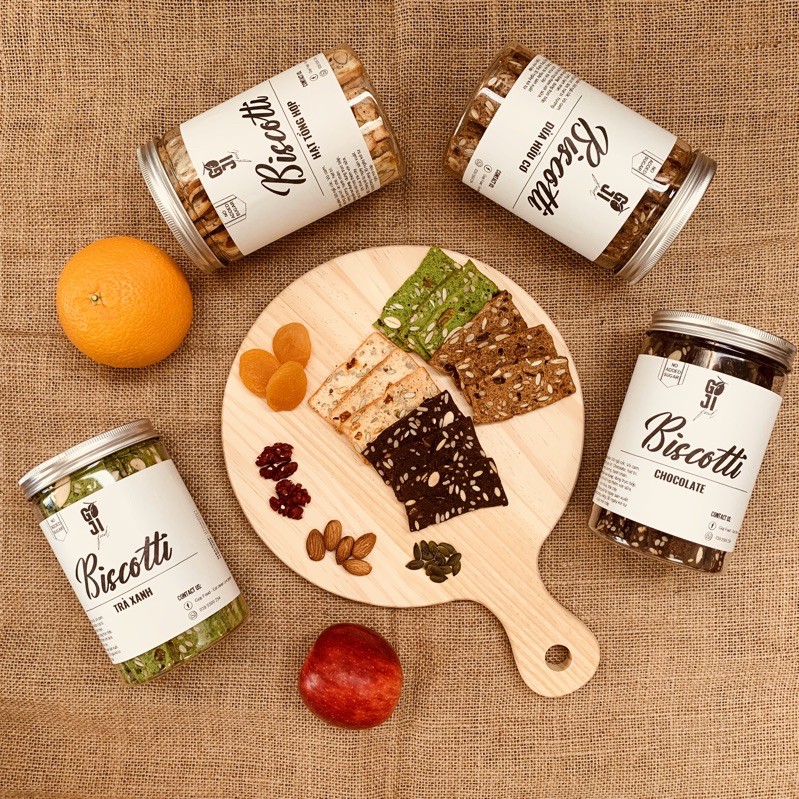 Bánh BISCOTTI 4 vị 250g - Bánh Ăn Kiêng, Giảm Cân, Dành Cho Người Tiểu Đường