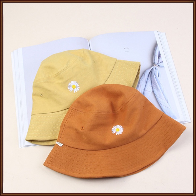 Mũ Tai Bèo Chống Nắng Thêu Họa Tiết Hoa Cúc Thời Trang Đi Biển Cho Nam Và Nữ