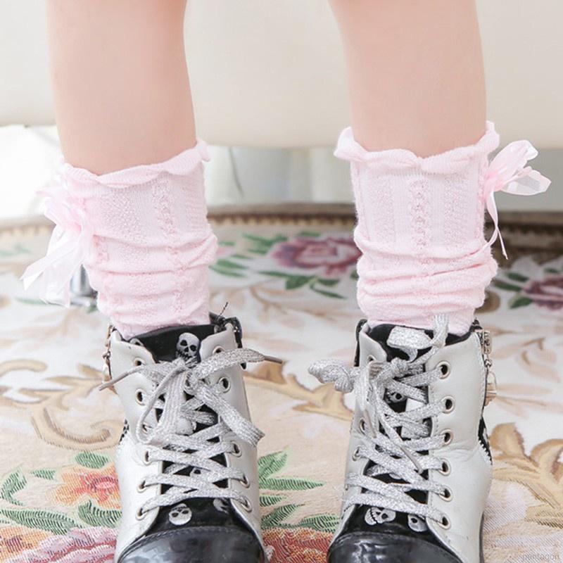 Vớ cổ cao tới đầu gối đính nơ nhiều màu sắc tùy chọn xinh xắn dành cho bé gái