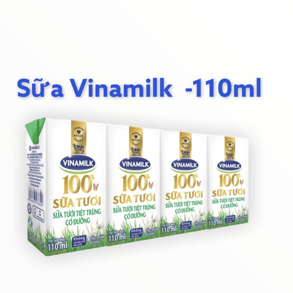 Lock 4 Hộp Sữa Tươi Vinamilk có đường/ít đường- 110ml