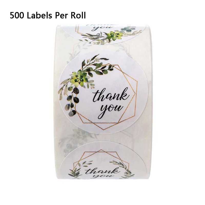 Cuộn 500 miếng dán 4 kiểu in chữ thank you trang trí sổ lưu niệm noel