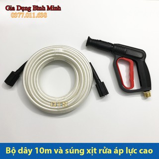 Bộ 10m dây rửa xe và súng xịt - Dây bà Súng rửa xe áp lực cao