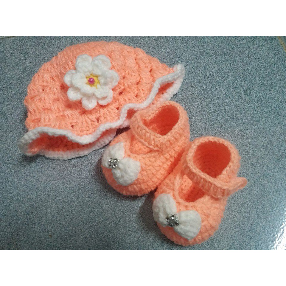 set nón và giày cho bé từ sơ sinh đến 12 tháng tuổi