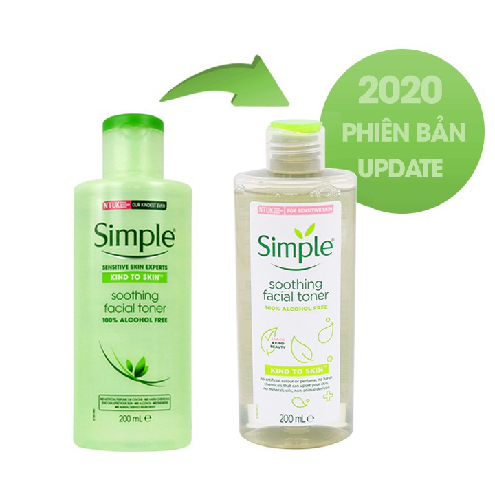 Nước hoa hồng Simple Smooth Facial 200ml se khít lỗ chân lông phiên bản update 2020