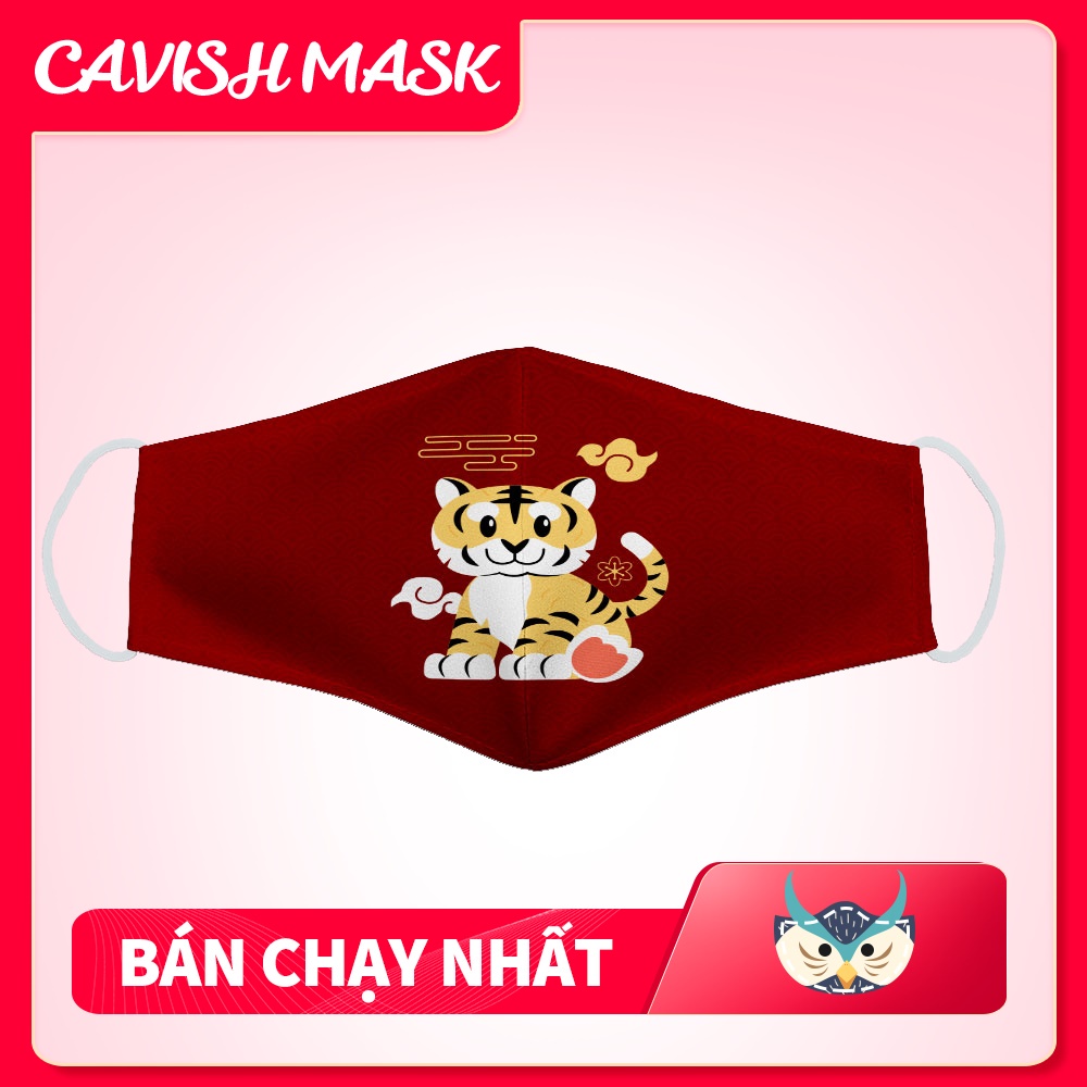 Khẩu Trang Giá Rẻ Huyện Hóc Môn Hình Kỳ Lân CAVISH Vải Poly Cotton 100%, Ngăn Bụi Mịn, Kháng Khuẩn, Chống Giọt Bắn FM010