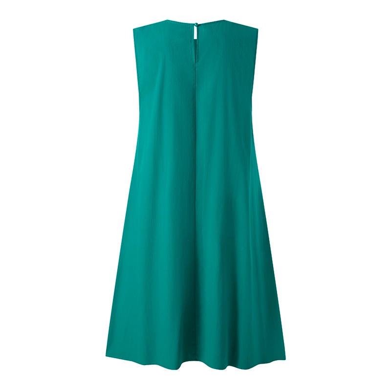 Đầm mini Zanzea không tay cổ tròn cài nút sau lưng màu trơn kiểu vintage cho nữ