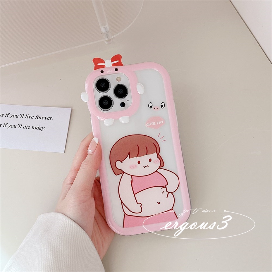 Ốp Điện Thoại Mềm Hình Cô Gái Màu Hồng Cho iPhone 14 13 12 11 Pro Max SE2020 X XR Xs Max 7 8 6 6s Plus