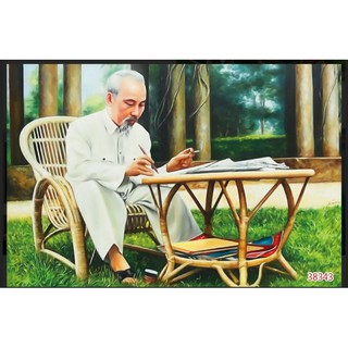 tranh Lụa dán tường 3d tranh hình ảnh Bác Hồ kt 1m2 x 0.8m
